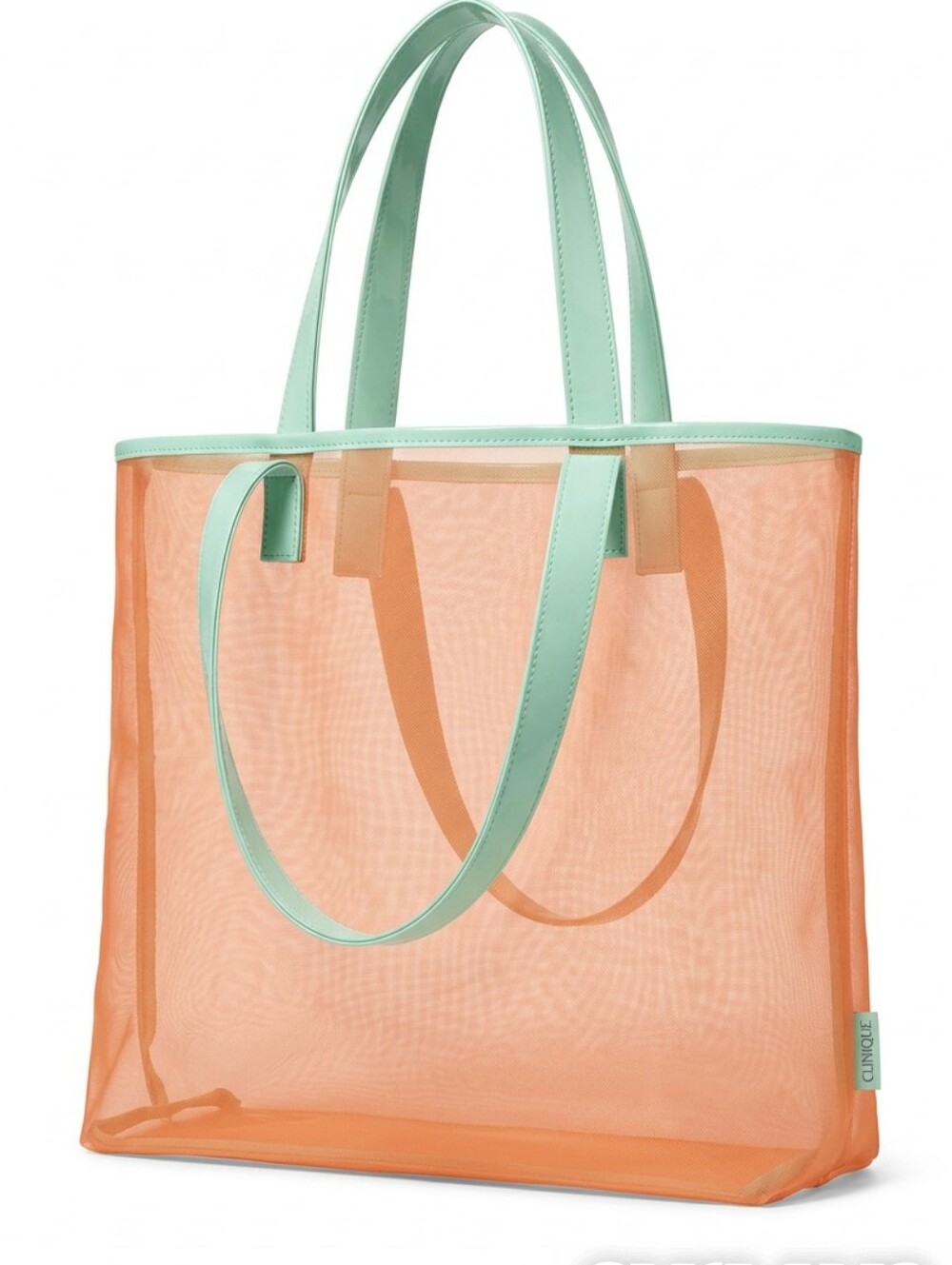 Clinique Orange Tote Bag with Mint Handles